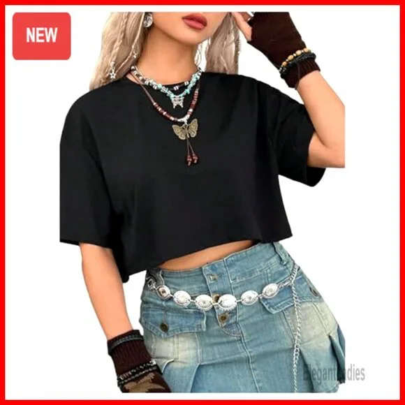 Gothic Butterfly Emo Crop Top, Soft Polyester, Regular Fit, Short Sleeve - Picture 5 of 7